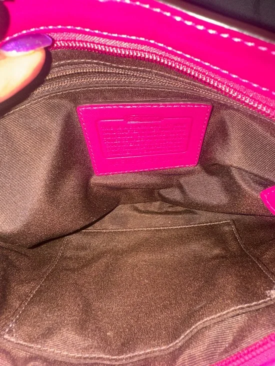Coach Hot Pink Leather Pleated Wristlet Clutch - Picture 7 of 8